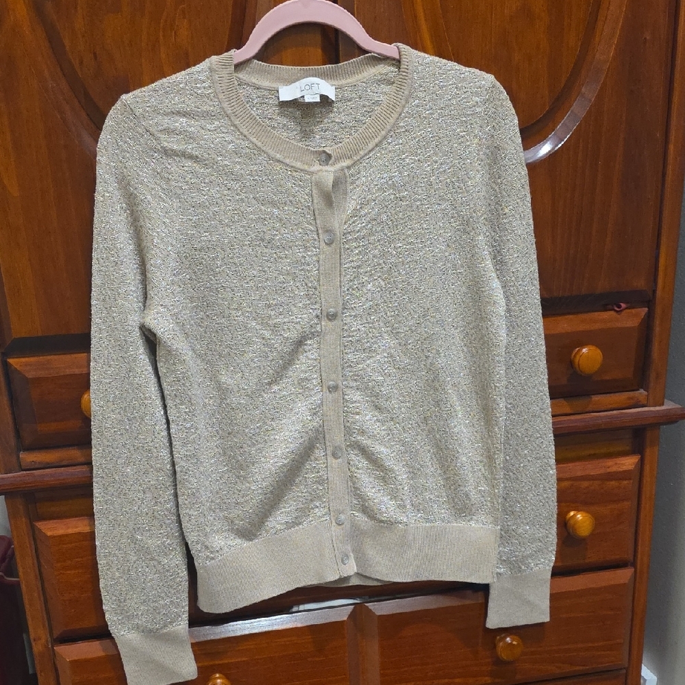 Loft Beige And Gold Cardigan